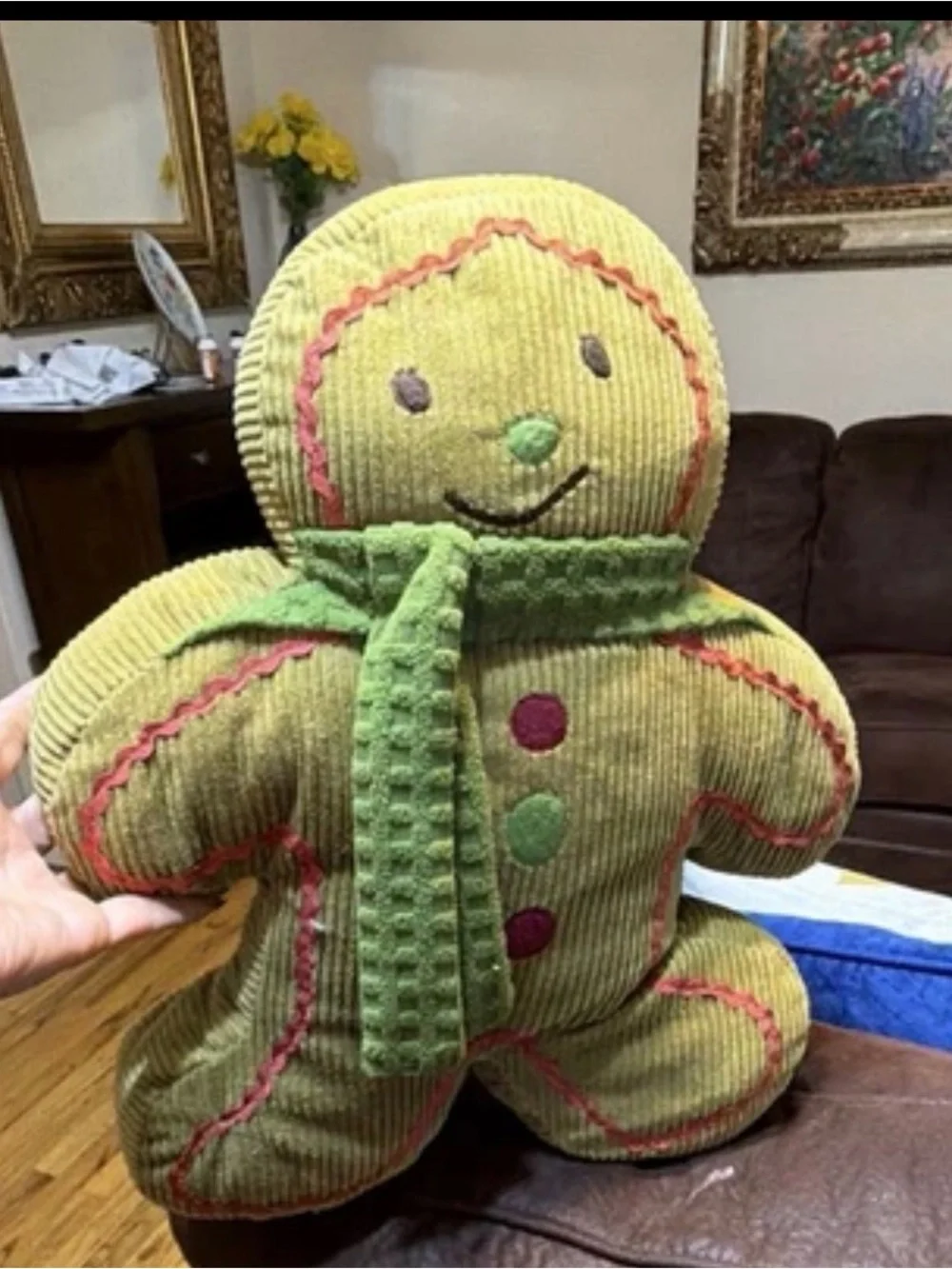 Gingerbread Man Decorative Pillow Embroidered Polyester Novelty Christmas